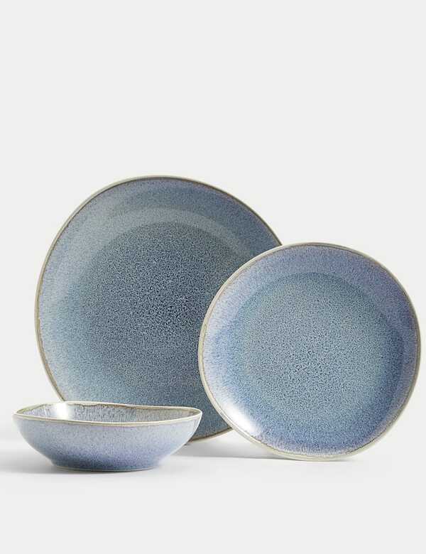  M&s 12 Piece Argo Dinner Set Blue 