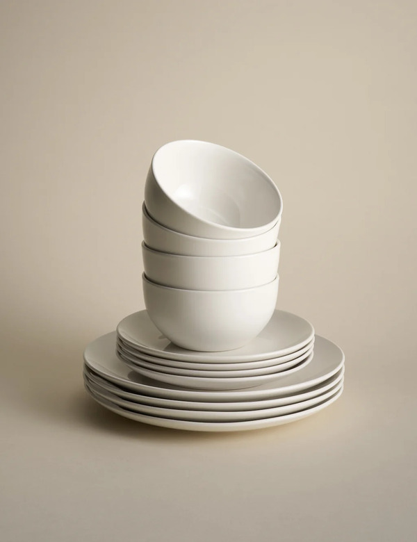  M&s 12 Piece Everyday Dinner Set White 