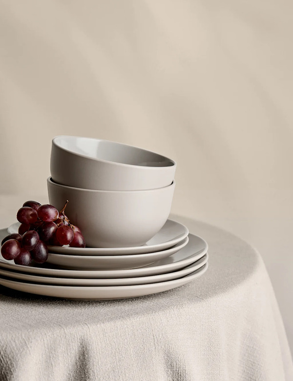 M&s 12 Piece Everyday Stoneware Dinner Set Natural 