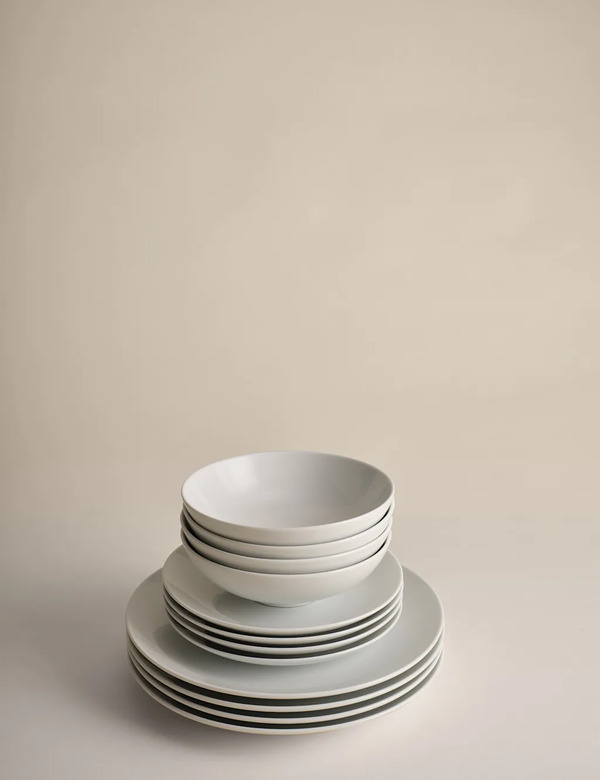  M&s 12 Piece Maxim Coupe Dinner Set White 