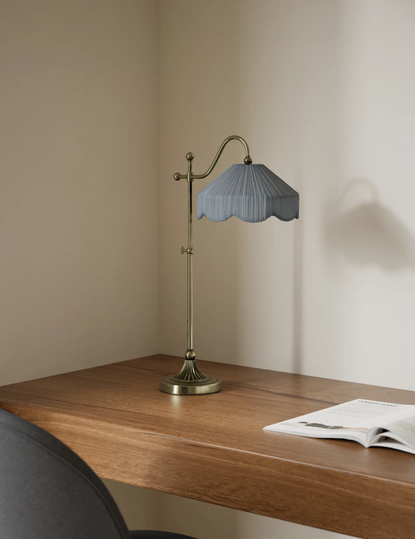  M&s Pleated Table Lamp Antique Brass 