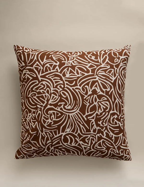  M&s Pure Cotton Abstract Swirl Cushion Cover Spice Mix 