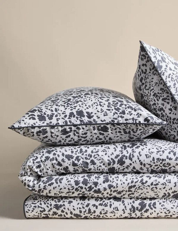  M&s Pure Cotton Animal Print Bedding Set Charcoal Mix 