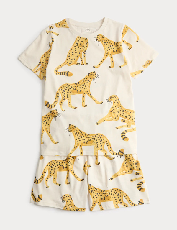  M&s Pure Cotton Leopard Pyjamas (1-16 Yrs) Neutral 