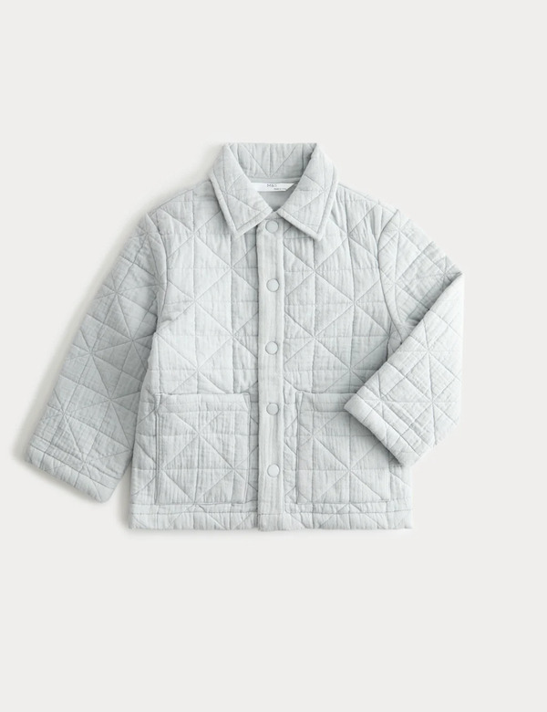  M&s Pure Cotton Quilted Jacket (2-8 Yrs) Blue 