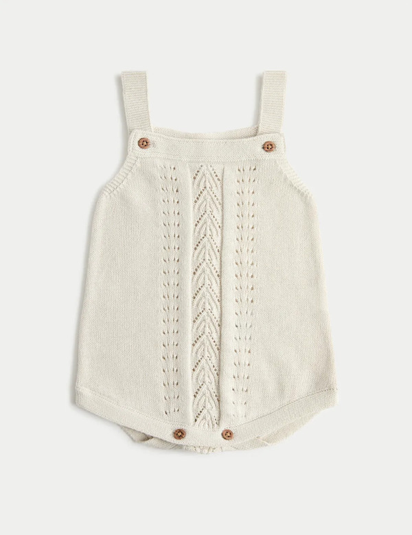  M&s Pure Cotton Romper (0-12 Mths) Light Natural 