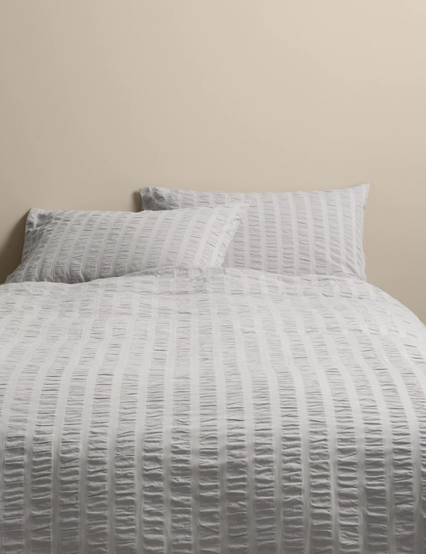  M&s Pure Cotton Seersucker Bedding Set Grey 