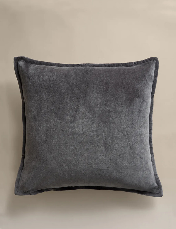  M&s Pure Cotton Velvet Cushion Cover Dark Graphite 