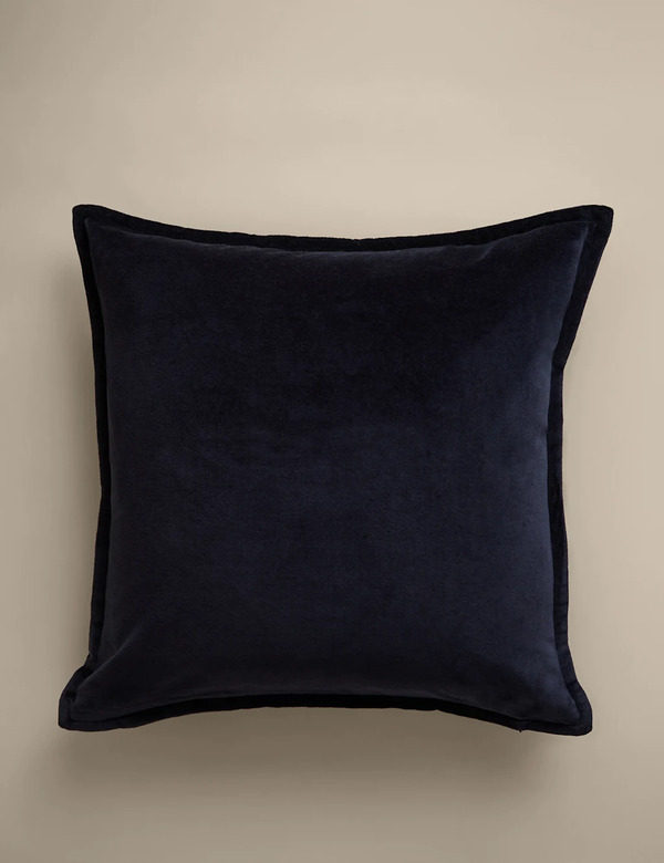  M&s Pure Cotton Velvet Cushion Cover Navy 