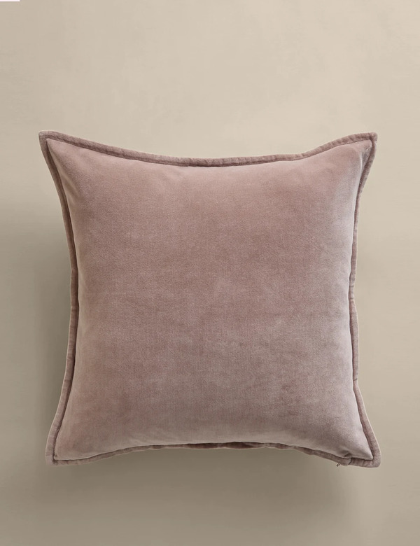  M&s Pure Cotton Velvet Cushion Cover Putty 