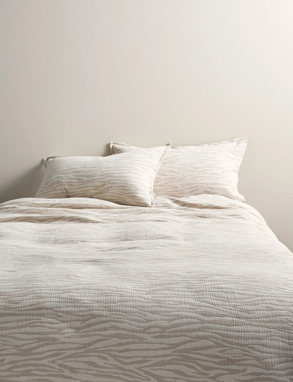  M&s Pure Cotton Zebra Jacquard Bedding Set Natural Mix 