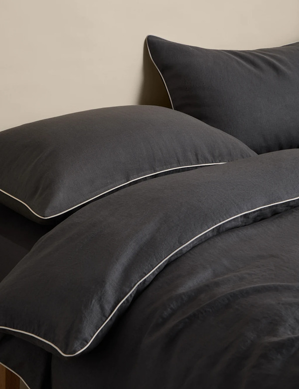  M&s Pure Linen Bedding Set Charcoal 