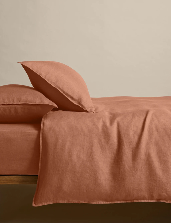  M&s Pure Linen Bedding Set Dark Camel 