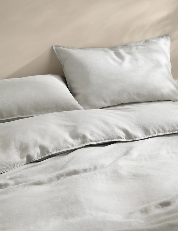  M&s Pure Linen Bedding Set Silver Grey 