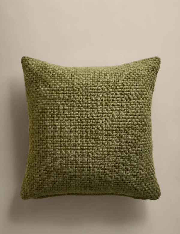  M&s Pure Wool Basket Weave Cushion Dark Green 