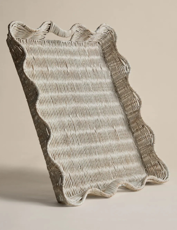 M&s Rattan Scallop Tray Natural 
