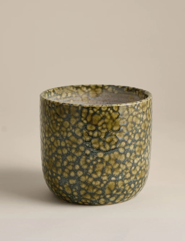  M&s Reactive Glaze Ceramic Planter Dark Green 