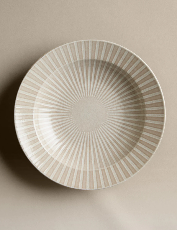  M&s Reactive Striped Pasta Bowl Natural 