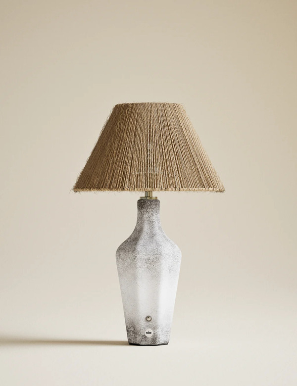  M&s Rechargeable Ceramic Base Jute Table Lamp White 