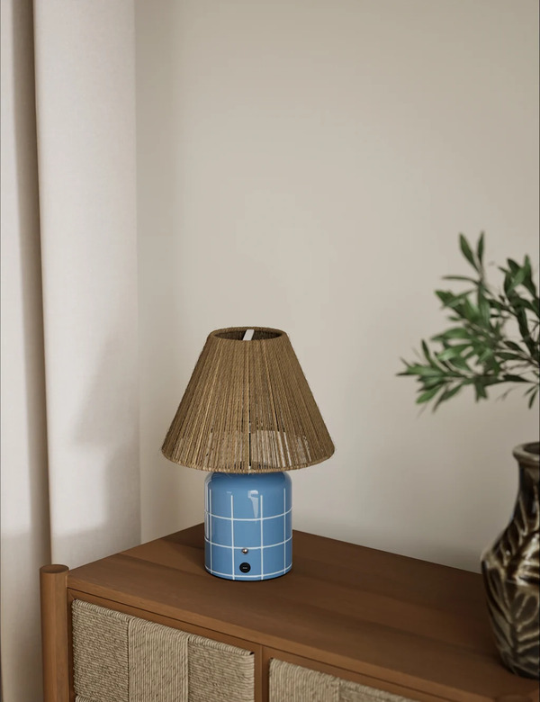  M&s Rechargeable Ceramic Tile Table Lamp Blue 