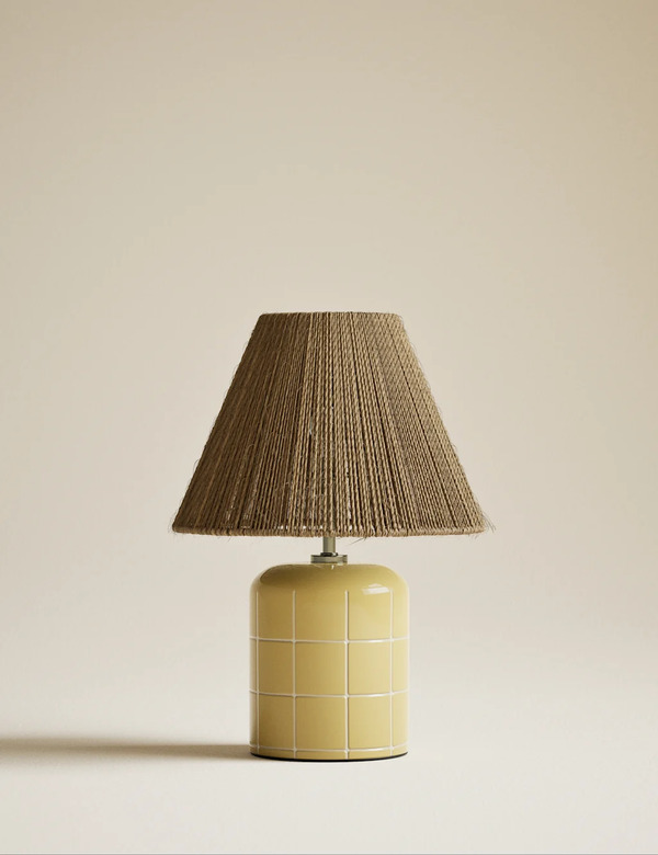  M&s Rechargeable Ceramic Tile Table Lamp Ochre 