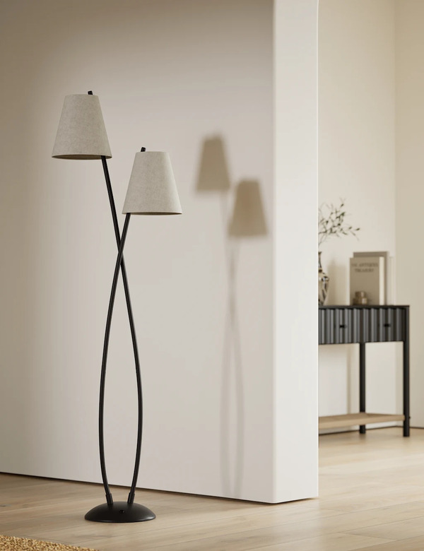  M&s Rechargeable Curved Double Floor Lamp Black 