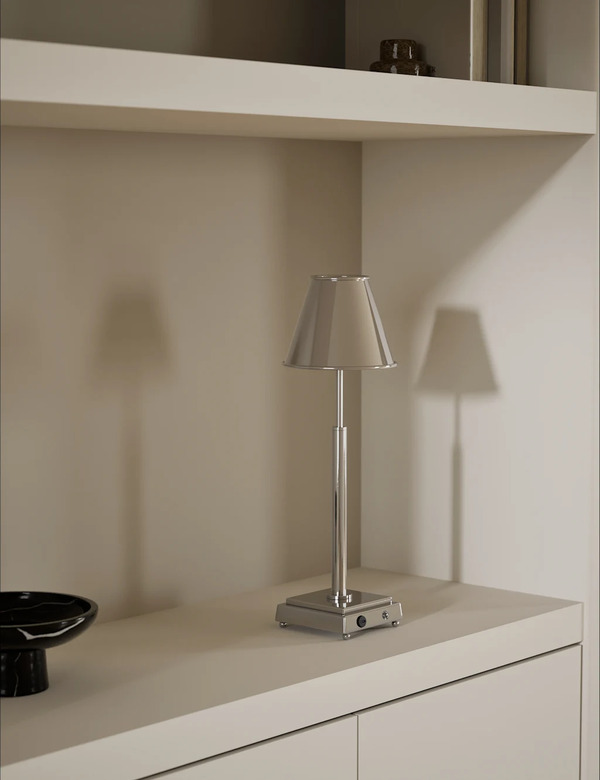  M&s Rechargeable Metal Table Lamp Chrome 