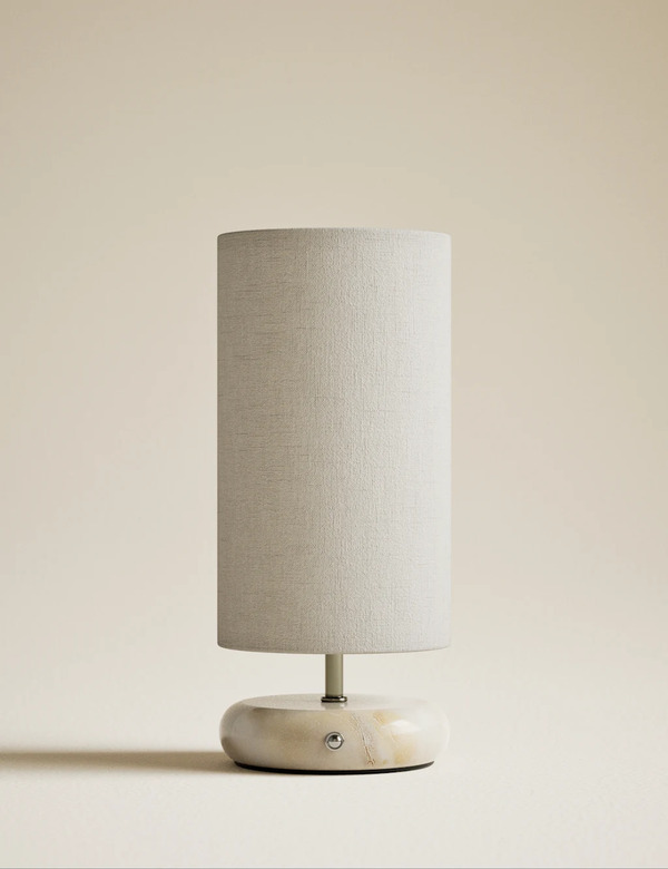  M&s Rechargeable Pebble Stone Effect Table Lamp Brown 