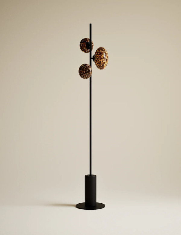  M&s Rechargeable Tortoiseshell 3 Light Floor Lamp Black 