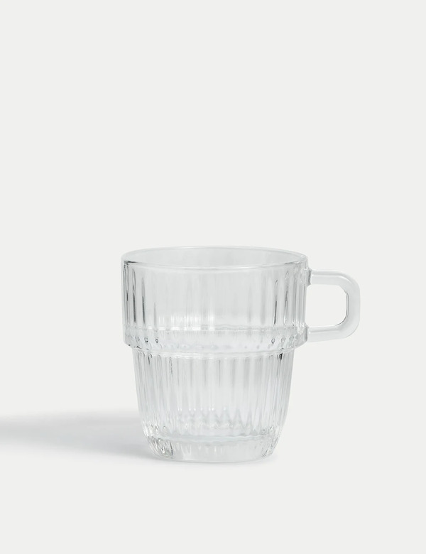  M&s Ribbed Glass Cappuccino Cup 