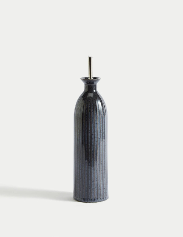  M&s Ribbed Oil & Vinegar Pourer Charcoal 