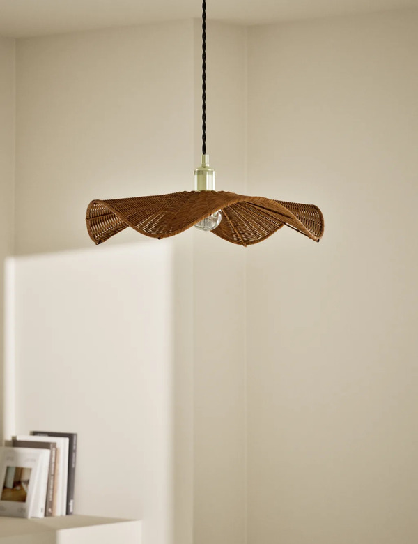  M&s Rocco Rattan Easy Fit Ceiling Lamp Shade Natural 