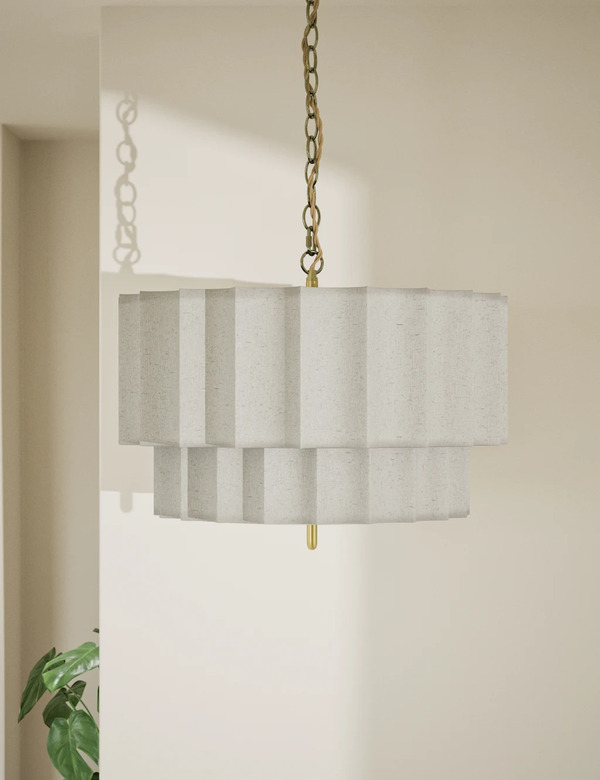  M&s Scallop Fluted Pendant Light With Diffuser Natural 