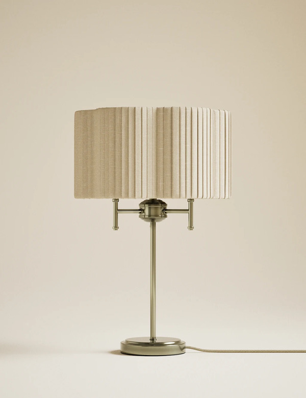  M&s Scallop Pleated Shade Brass Base Table Lamp Antique Brass 
