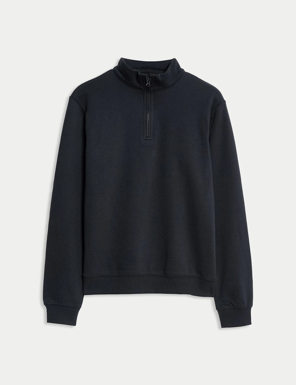  M&s Senior Zip Neck Sweatshirt (10-16 Yrs) Navy 