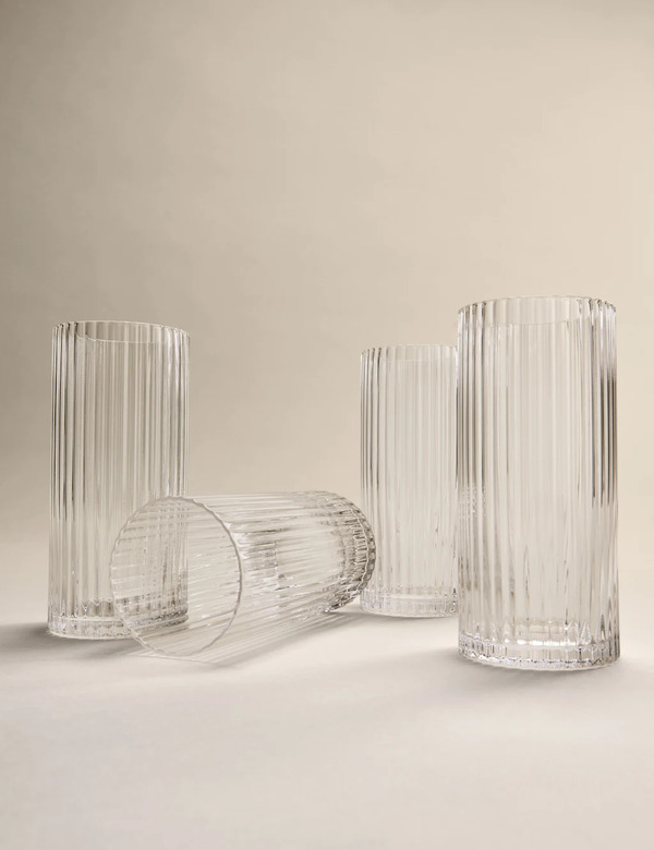  M&s Set Of 4 Celine Ribbed Hi Ball Glasses 