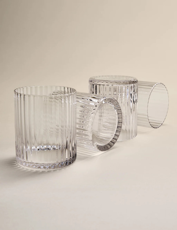  M&s Set Of 4 Celine Ribbed Tumblers 