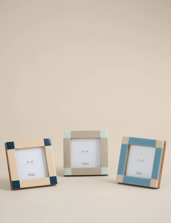  M&s Set Of 3 Check Photo Frames 3x3 Inch Multi 