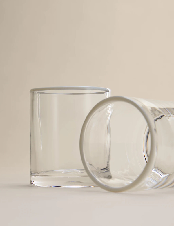  M&s Set Of 2 Contrast Rim Tumblers White 