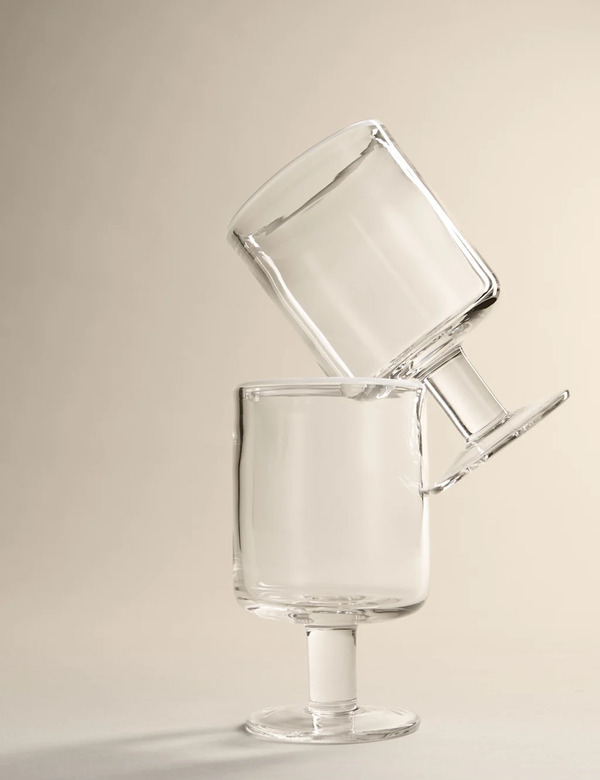 M&s Set Of 2 Contrast Rim Wine Glasses White 