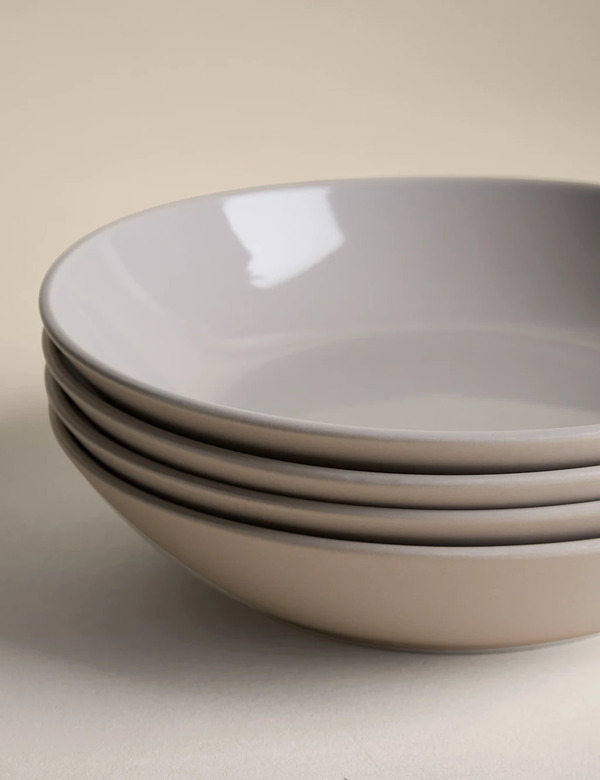  M&s Set Of 4 Everyday Stoneware Pasta Bowls Natural 
