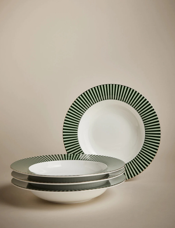  M&s Set Of 4 Hampton Pasta Bowls Green 