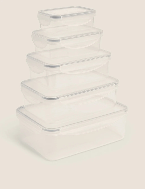  M&s Set Of 5 Kitchen Storage Tubs Grey 