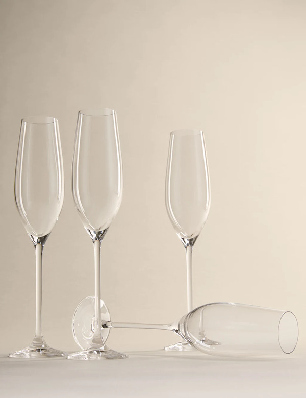  M&s Set Of 4 Maxim Champagne Flutes Clear 