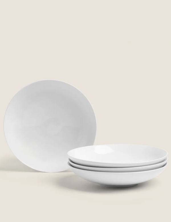 M&s Set Of 4 Maxim Coupe Pasta Bowls White 