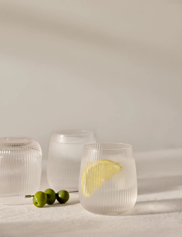  M&s Set Of 6 Maxim Optic Ribbed Tumblers Clear 