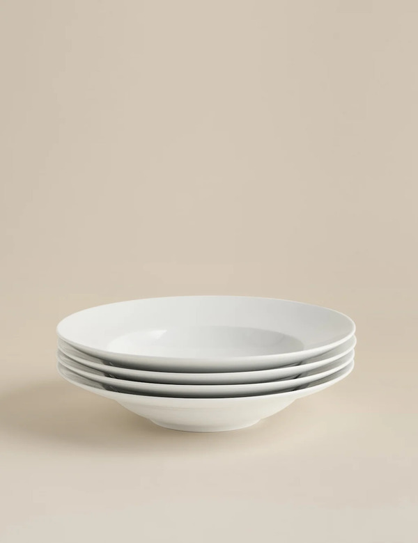  M&s Set Of 4 Maxim Pasta Bowls White 