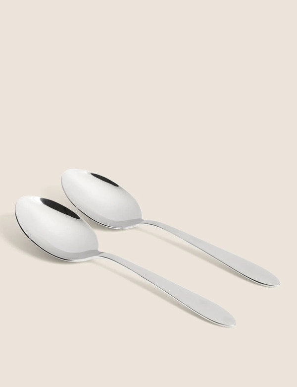  M&s Set Of 2 Maxim Serving Spoons Silver 