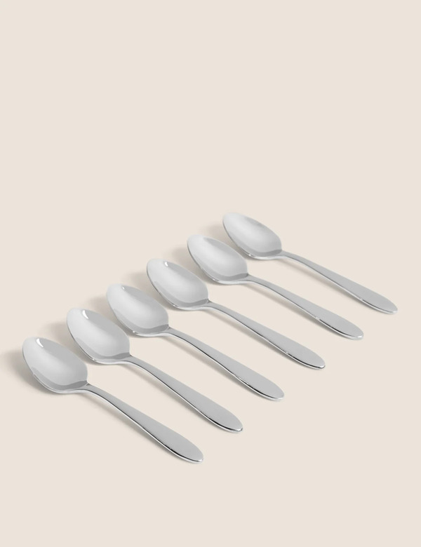  M&s Set Of 6 Maxim Teaspoons Silver 