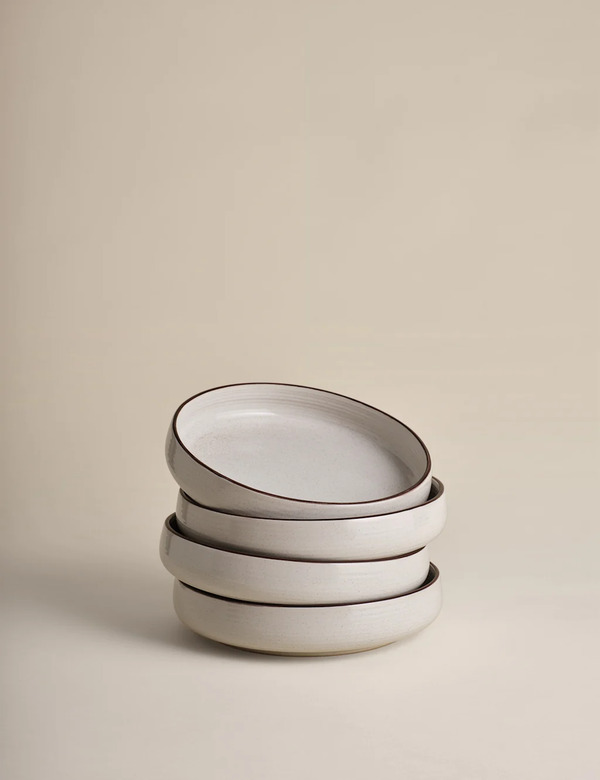  M&s Set Of 4 Michigan Rim Pasta Bowls Natural 